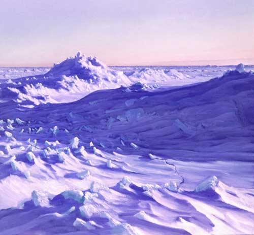 Chukchi Sea Ice Sunset North Slope Alaska Painting by David Rosenthal